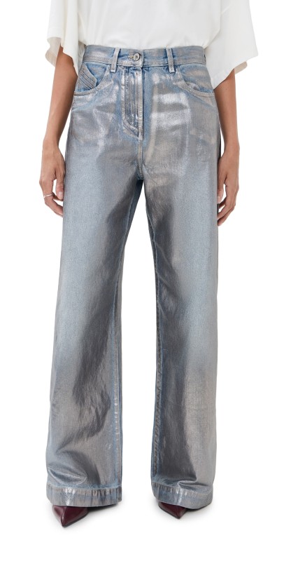 The Attico Metallic Denim Jeans Silver