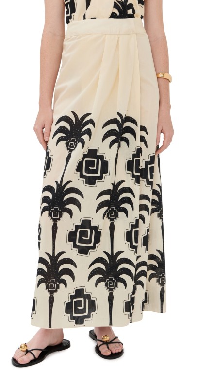 Johanna Ortiz Nature's Patterns Wrap Skirt Ecru/Black