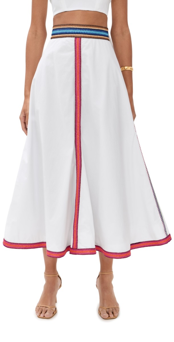 Rosie Assoulin Quartered A-Line Skirt White