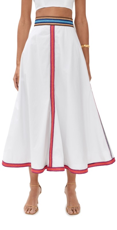 Rosie Assoulin Quartered A-Line Skirt White
