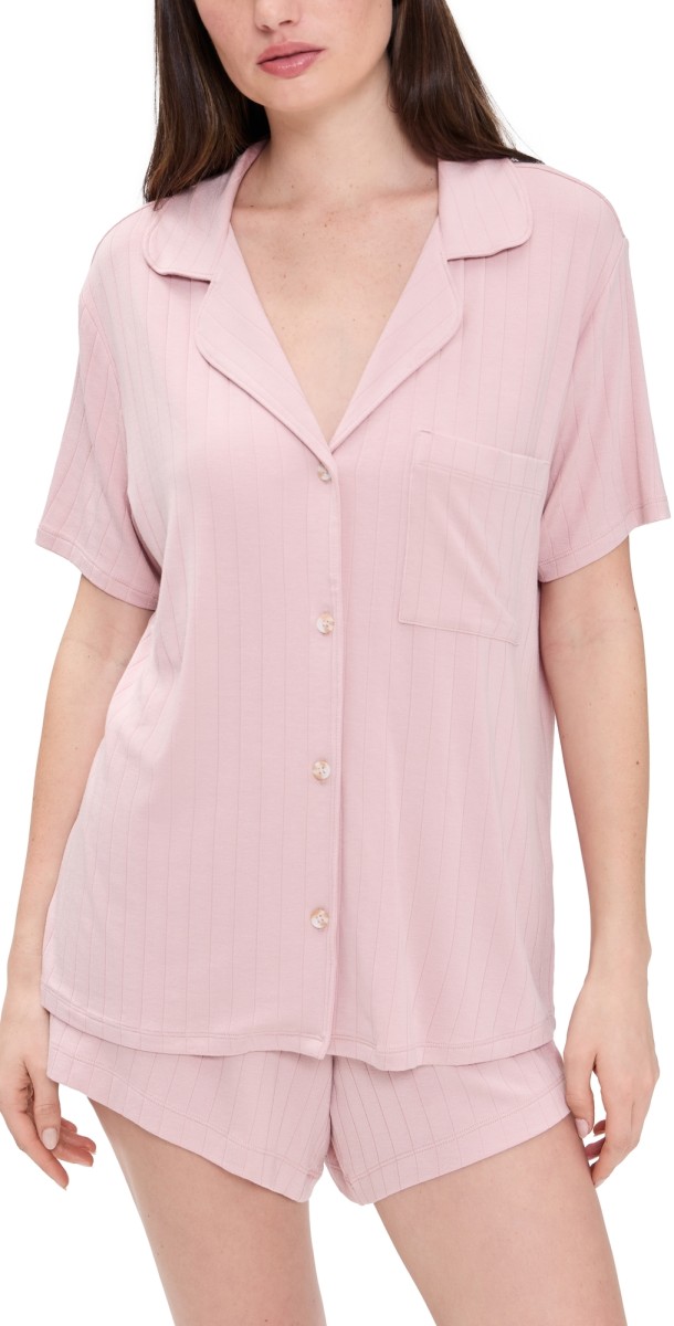 Eberjey Gisele Rib Relaxed Shorts PJ Set Pale Mauve