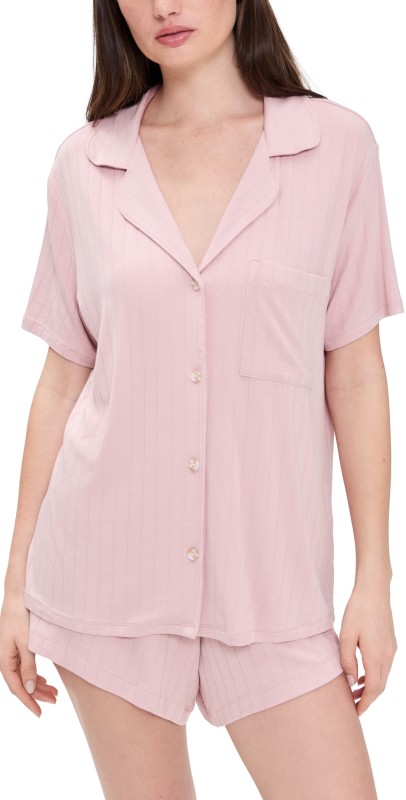 Eberjey Gisele Rib Relaxed Shorts PJ Set Pale Mauve