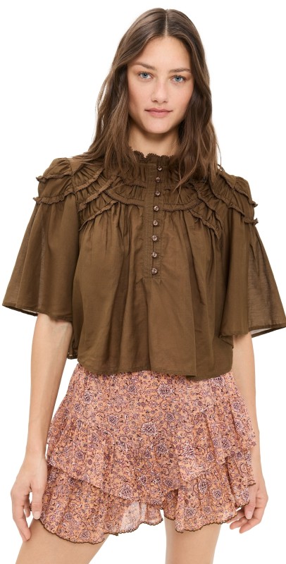 Isabel Marant Étoile Carmen Blouse Dark Khaki