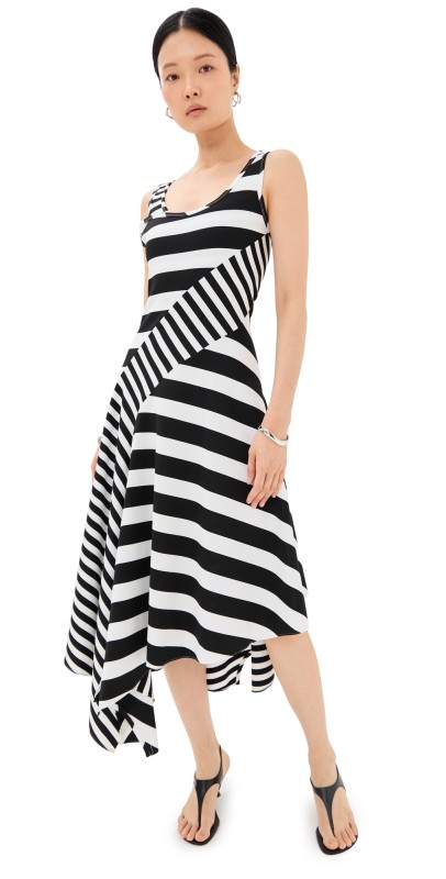 Monse Striped Panel Tank Dress Black/White Stripe