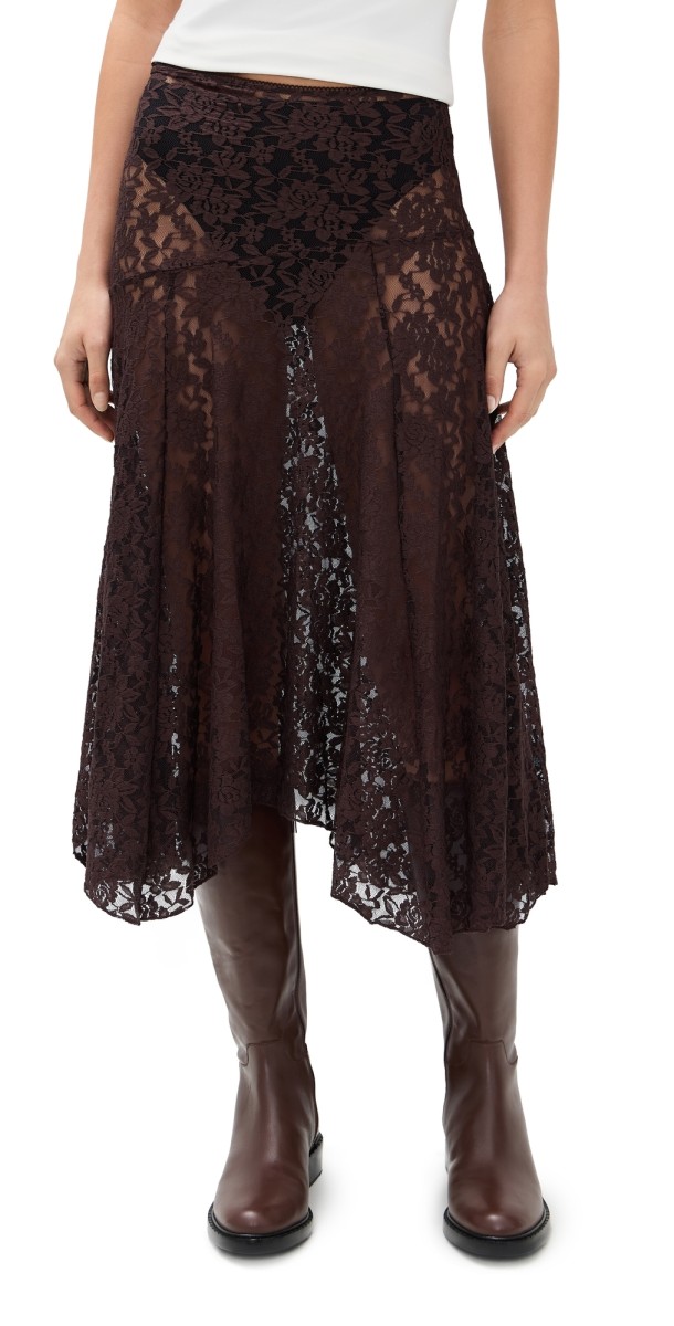 Lioness Tidal Midi Skirt Chocolate
