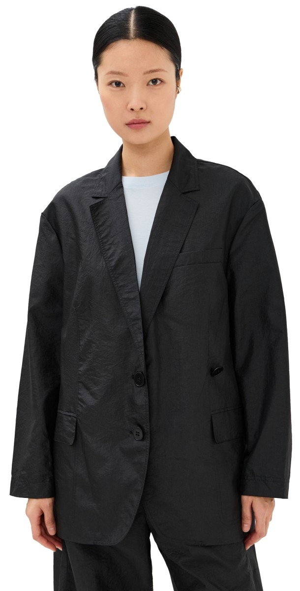 Tibi Crispy Nylon Liam Blazer Black