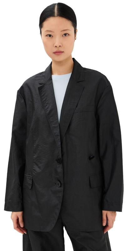 Tibi Crispy Nylon Liam Blazer Black