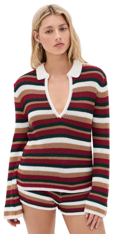 Seven Wonders Benson Knit Top Red Multi Stripe