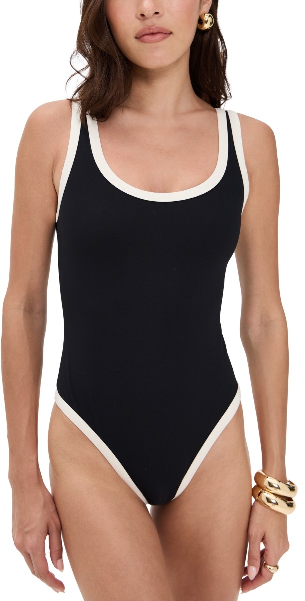 Reformation Joy One Piece Swimsuit Black/Fior