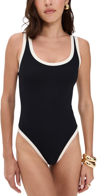 Reformation Joy One Piece Swimsuit Black/Fior