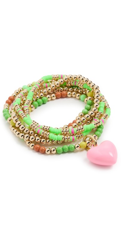 Roxanne Assoulin The Charm Healing Bunch Bracelet Set Green/Pink