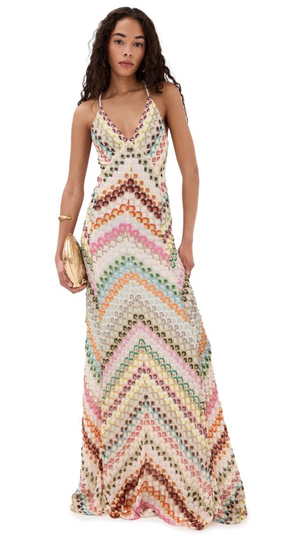 Missoni Long Dress Multi Green/Pink/Brown