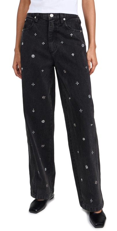 Sea Bala Beaded Denim Jeans Black
