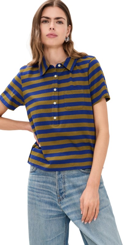 THE GREAT. The Lacrosse Polo Capital Stripe