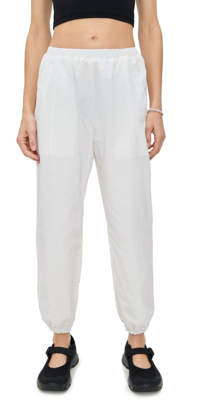 Eugenia Kim LOVE Martina Optic White Tennis Warm-Up Pants With Ankle Side Zippers Optic White