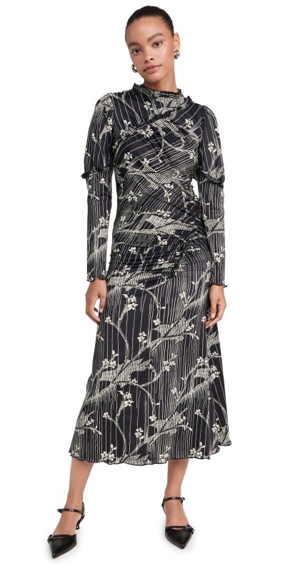 Sea Sunniva Print Sleeve Dress Black