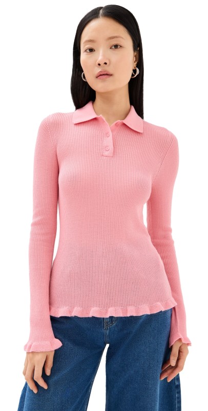 Cecilie Bahnsen Oda Top Lightweight Knit Sorbet Sweater Sorbet