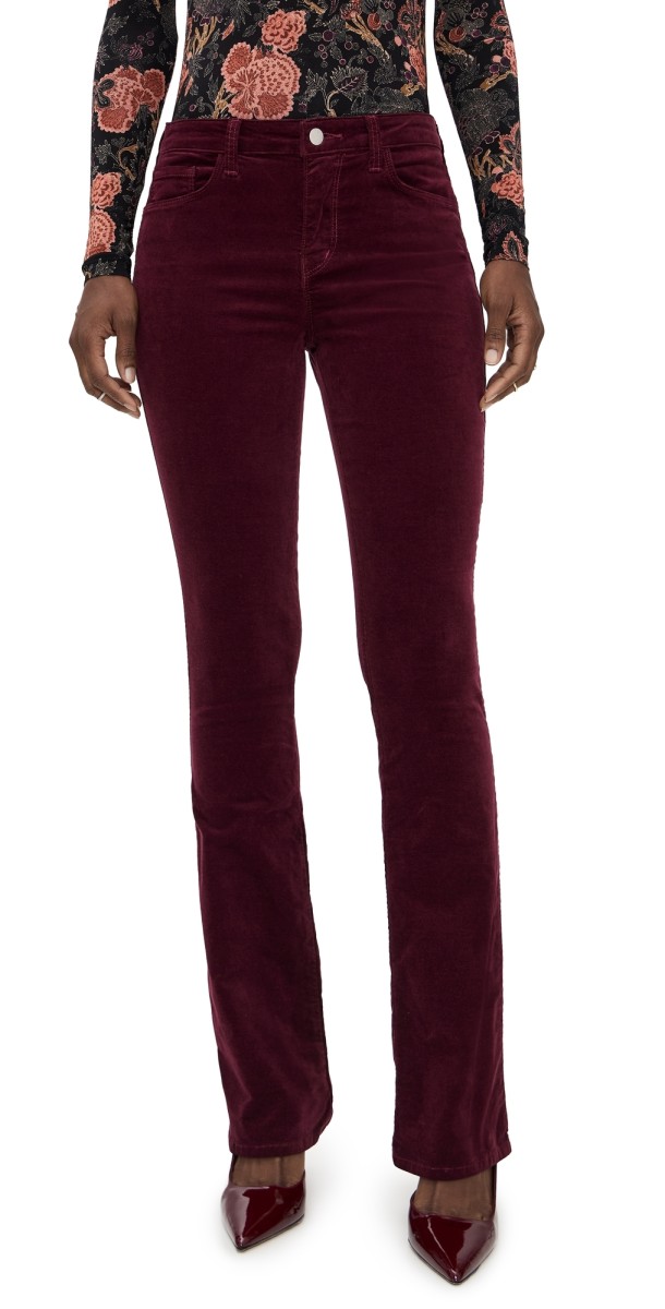L'AGENCE Stevie Straight Velvet Jeans Dark Port