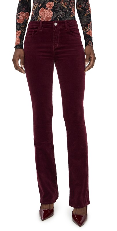 L'AGENCE Stevie Straight Velvet Jeans Dark Port