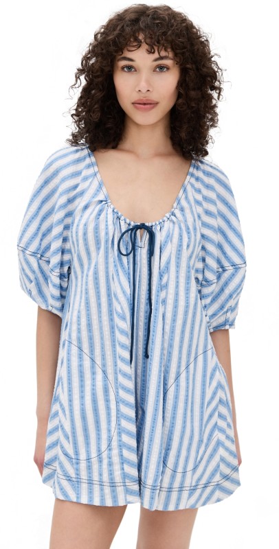 Free People Bop Around Romper Oxford Combo