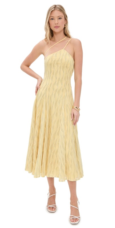 Black Halo Athena Midi Dress Sunlit Sparkle