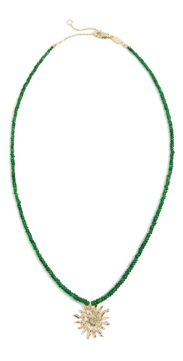 SHASHI Soleil Gemstone Necklace Gold/Gr