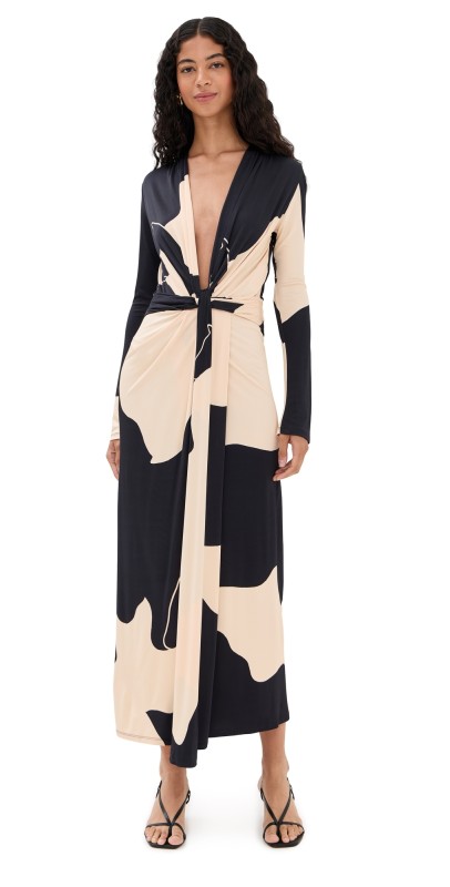 Johanna Ortiz Oasis Ankle Dress Ecru/Black