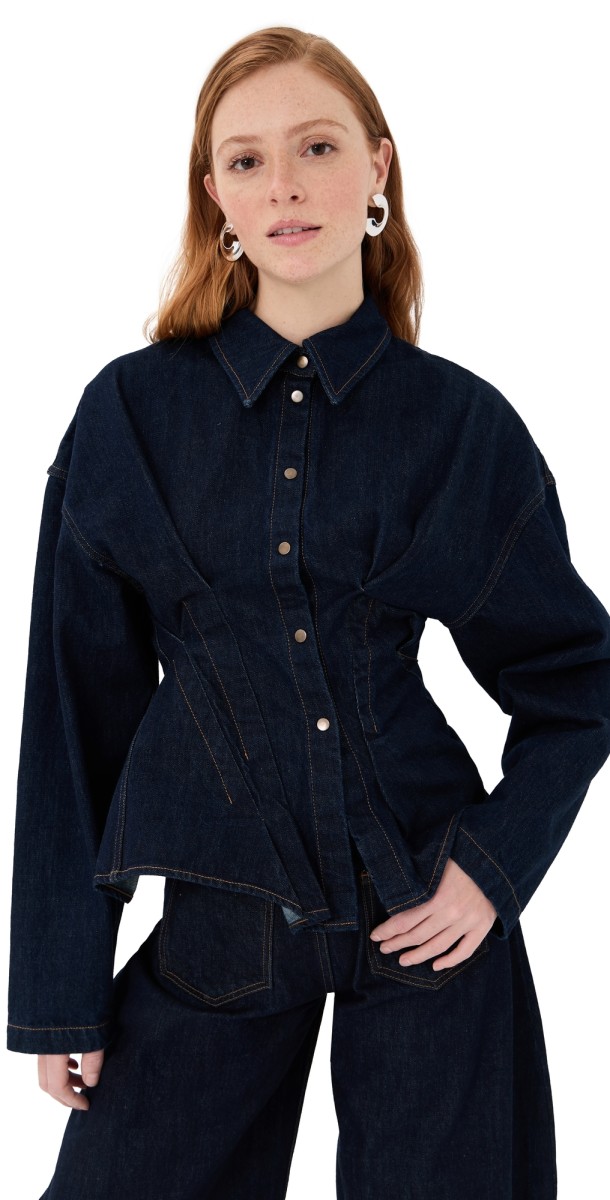 A. W.A. K.E. MODE Rinse Wash Denim Shirt Indigo Rinse Wash