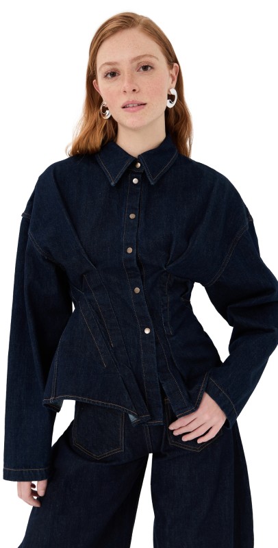 A. W.A. K.E. MODE Rinse Wash Denim Shirt Indigo Rinse Wash