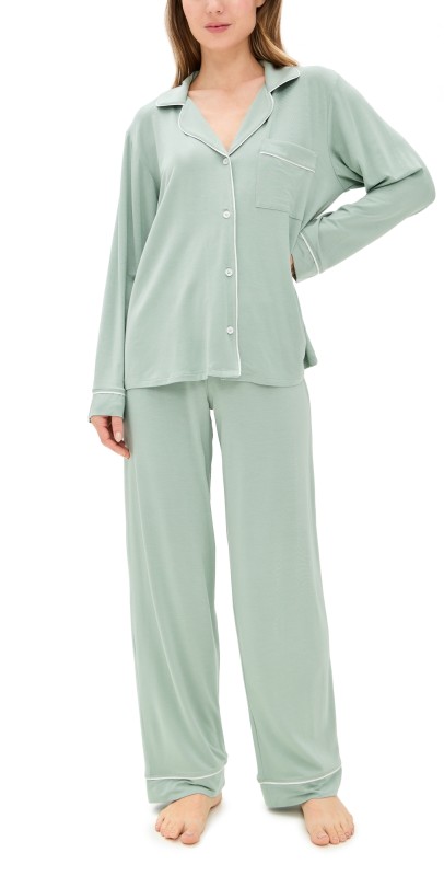 Eberjey Gisele Long PJ Set Eucalyptus/Ivory