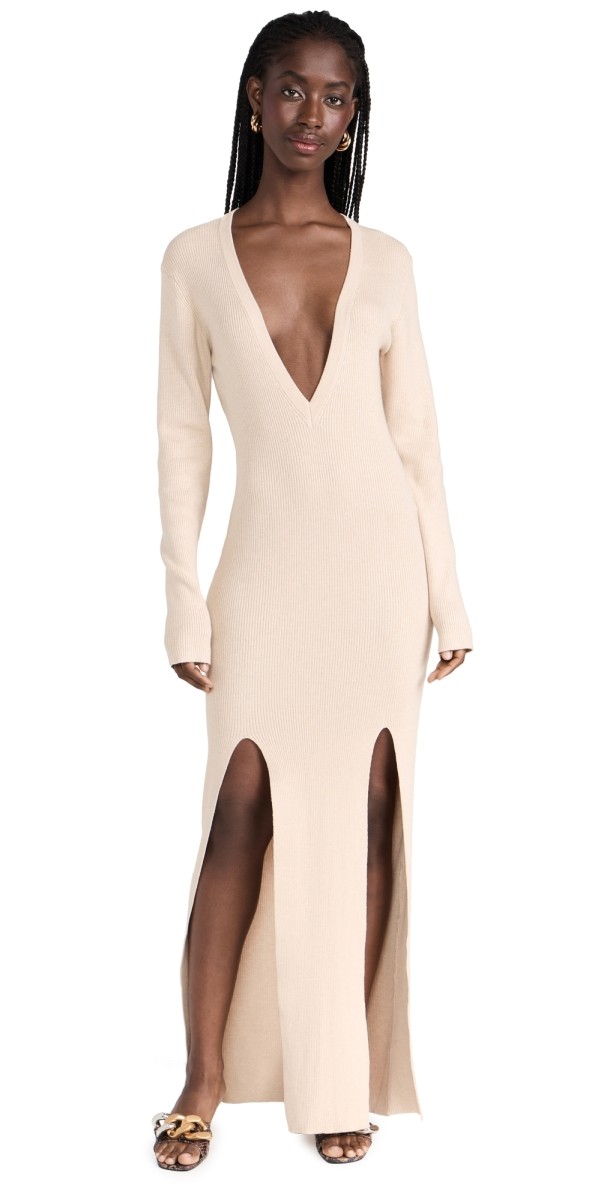 Lioness Opulence Maxi Sweater Dress Beige