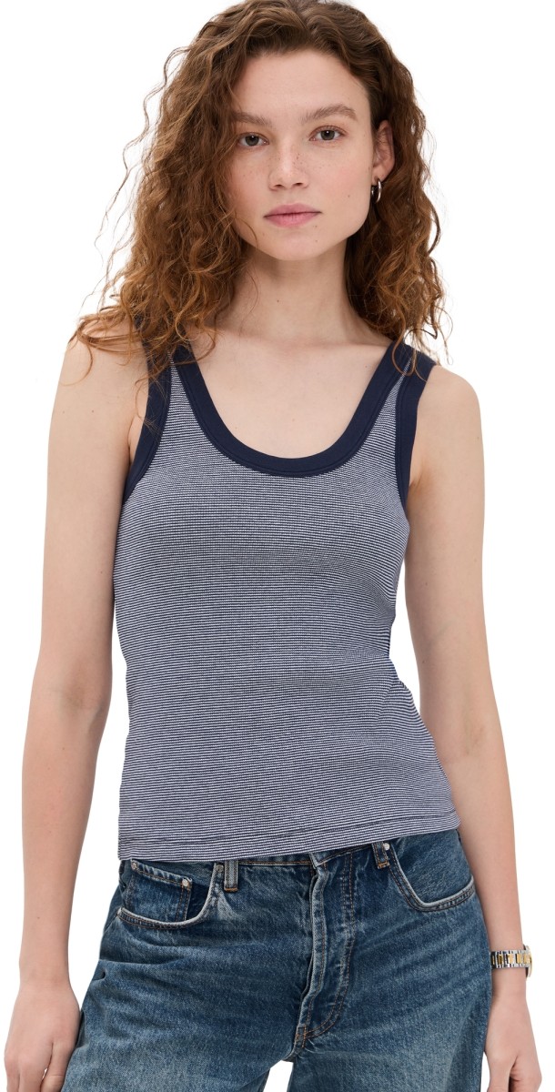 Sold Out NYC The Scoop It Up Tank Navy Micro Stripe