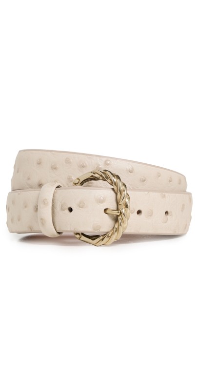 Anderson's Narrow Semi Formal Ostrich Print Leather Belt Ecru F3