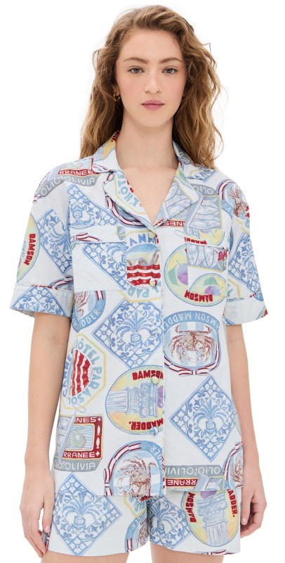 Damson Madder Chlo Holiday Print Shirt Multi