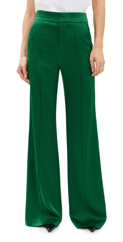 alice + olivia Dylan High Rise Wide Leg Pants Forest Green