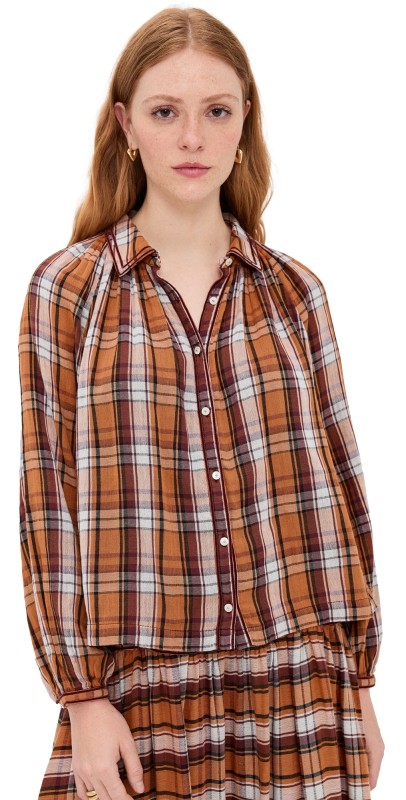 Carolina K Brisa Shirt Brown Plaid