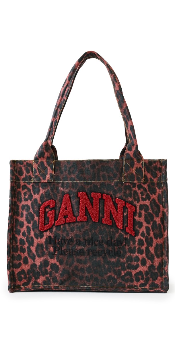 GANNI Large Easy Shoppe Red Leo Tote Racing Red