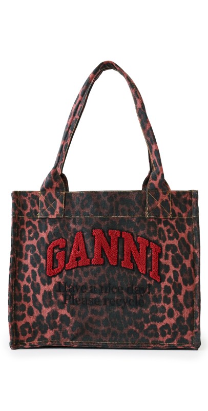 GANNI Large Easy Shoppe Red Leo Tote Racing Red
