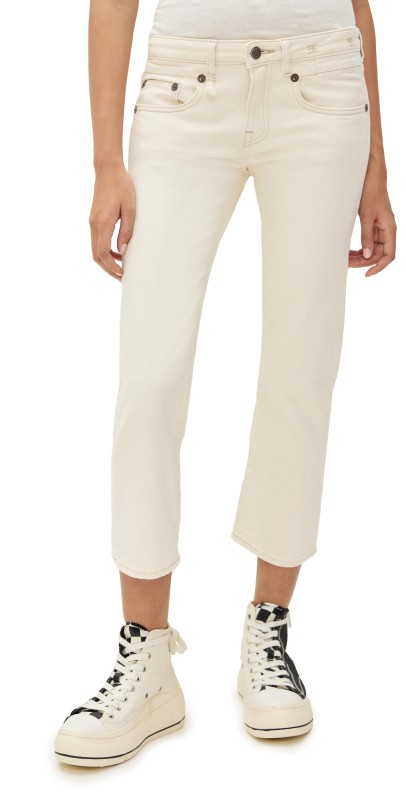 R13 Boy Straight Jeans Ecru Stretch