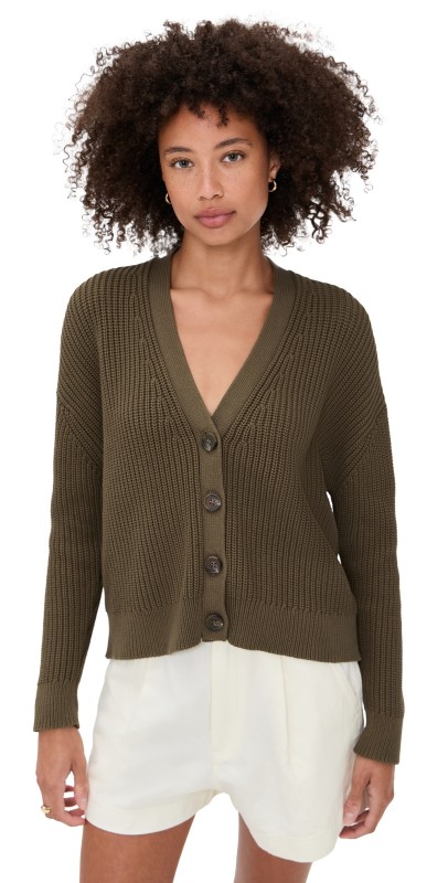 Jenni Kayne Cropped Cotton Cocoon Cardigan Olive