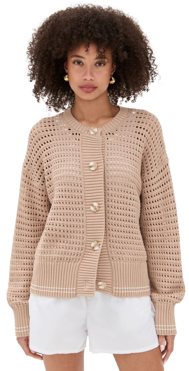 Varley Kris Relaxed Fit Knit Cardigan Light Taupe