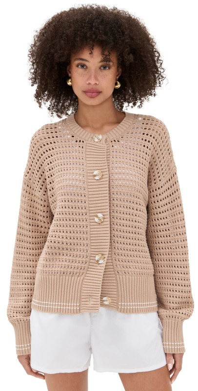 Varley Kris Relaxed Fit Knit Cardigan Light Taupe