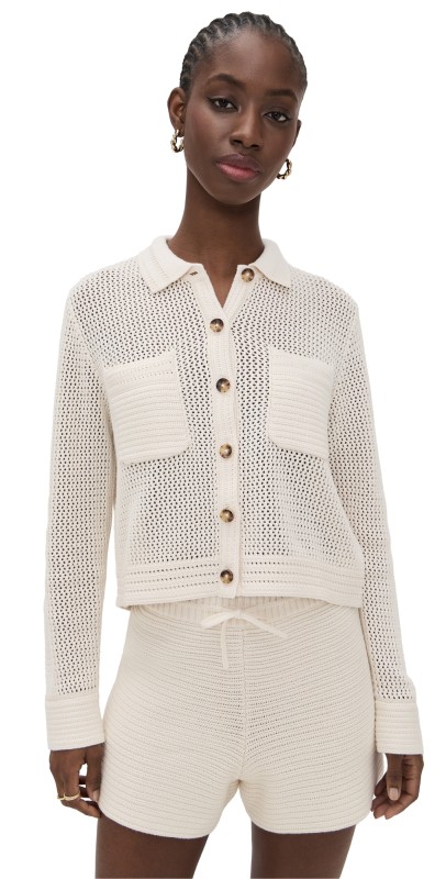 La Ligne Cropped Crochet Jane Jacket Cream
