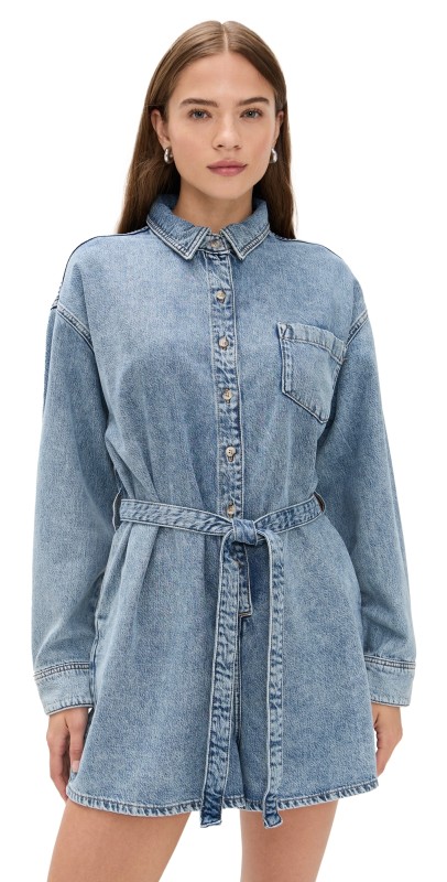 Good American Weightless Denim Romper Indigo793
