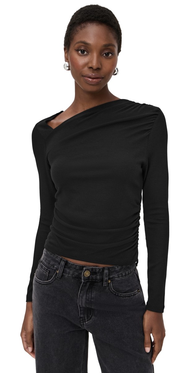 LNA Milani Long Sleeve Top Black