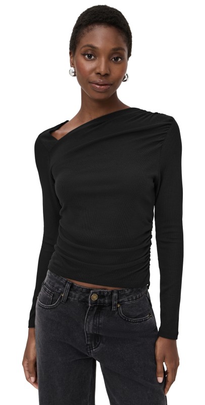 LNA Milani Long Sleeve Top Black