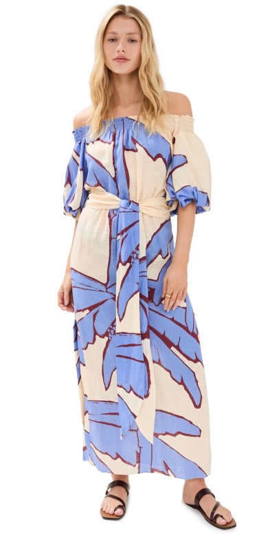 Johanna Ortiz Harbor Hues Ankle Dress Swim Salty Palms/Ecru/Blue/Red