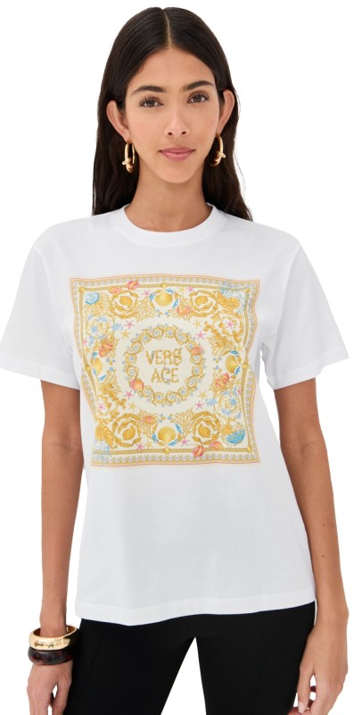 Versace Barocco Underwater Printed T-Shirt White/Eggshell/Multicolor