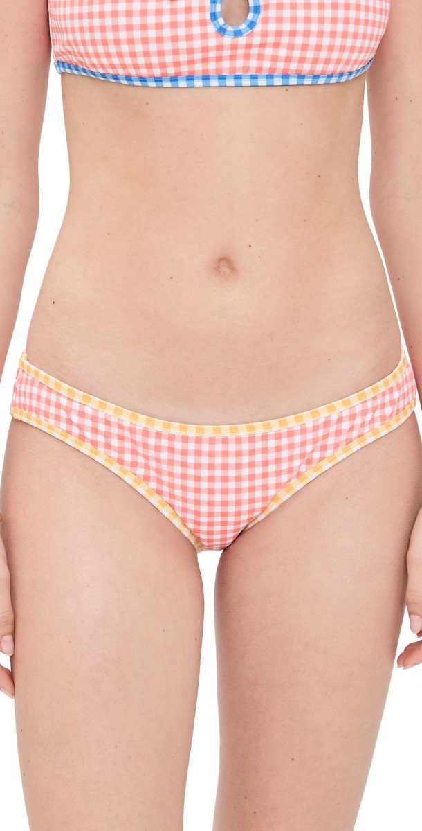 CAROLINE CONSTAS Ayana Bikini Bottoms Salmon Gingham