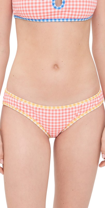 CAROLINE CONSTAS Ayana Bikini Bottoms Salmon Gingham